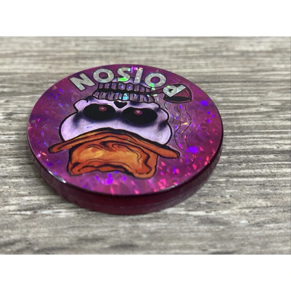Vintage Poison Pog Slammer‎ Plastic Holographic Skull In Cowboy Hat